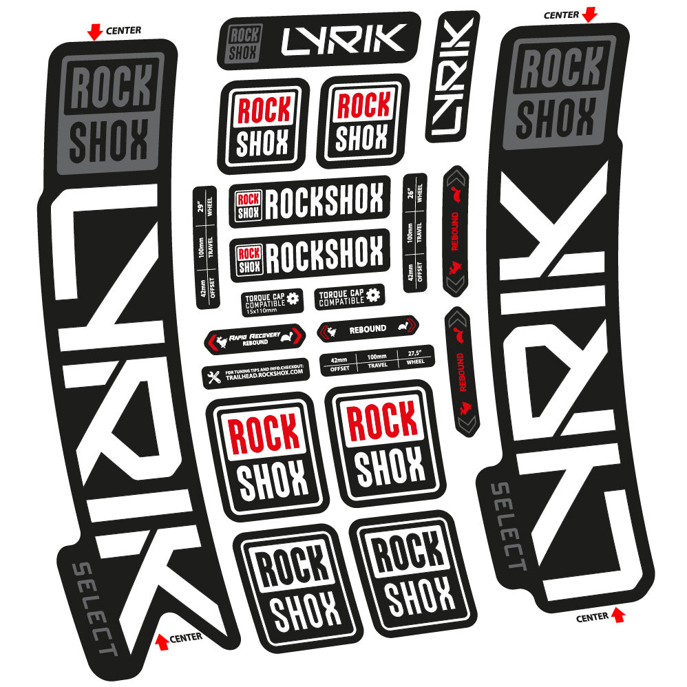 Adesivi Forcella Rock Shox Lyrik Select 2023 in vinile - Bianco