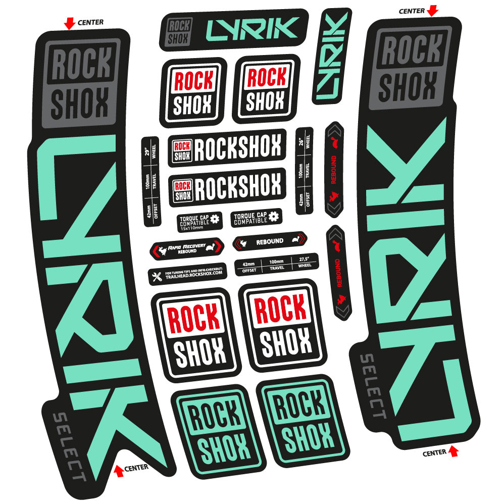 Adesivi Forcella Rock Shox Lyrik Select 2023 in vinile - Verde Menta