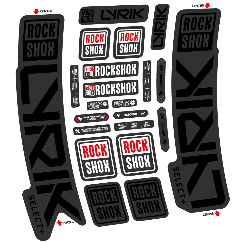 Adesivi Forcella Rock Shox Lyrik Select Plus 2023 in vinile - Nero Opaco+Nero Lucido