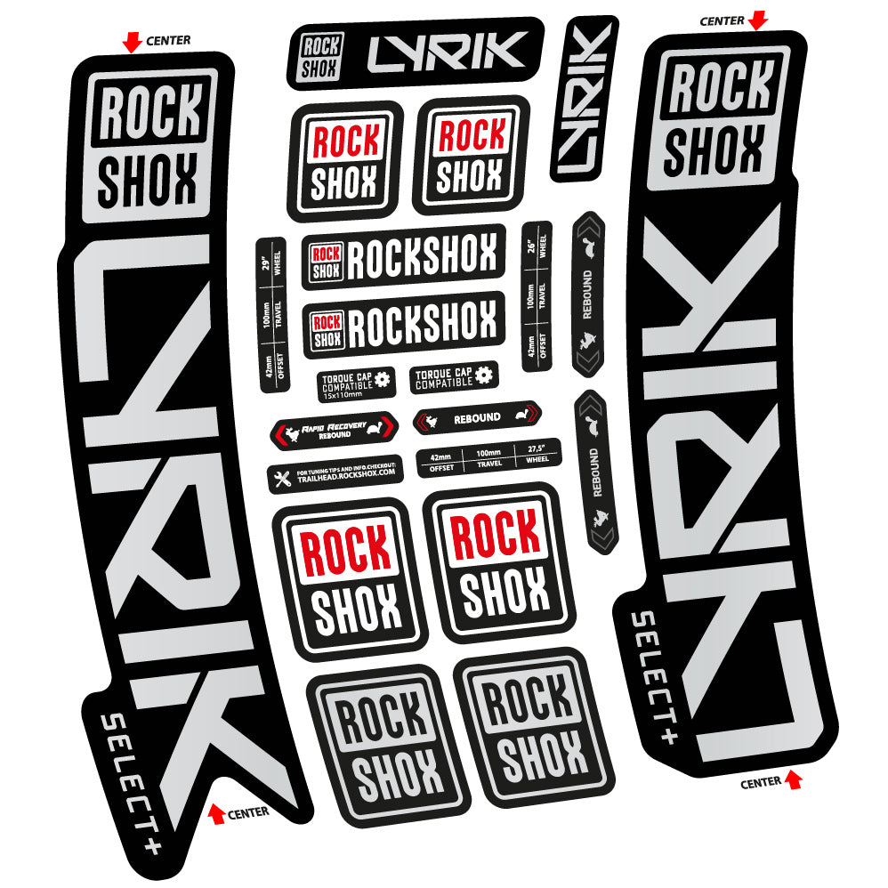 Adesivi Forcella Rock Shox Lyrik Select Plus 2023 in vinile - Argento Chiaro