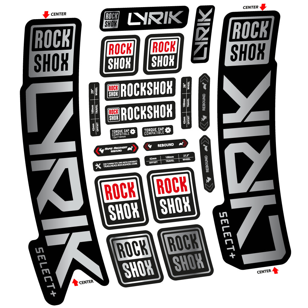 Adesivi Forcella Rock Shox Lyrik Select Plus 2023 in vinile - Argento Cromato