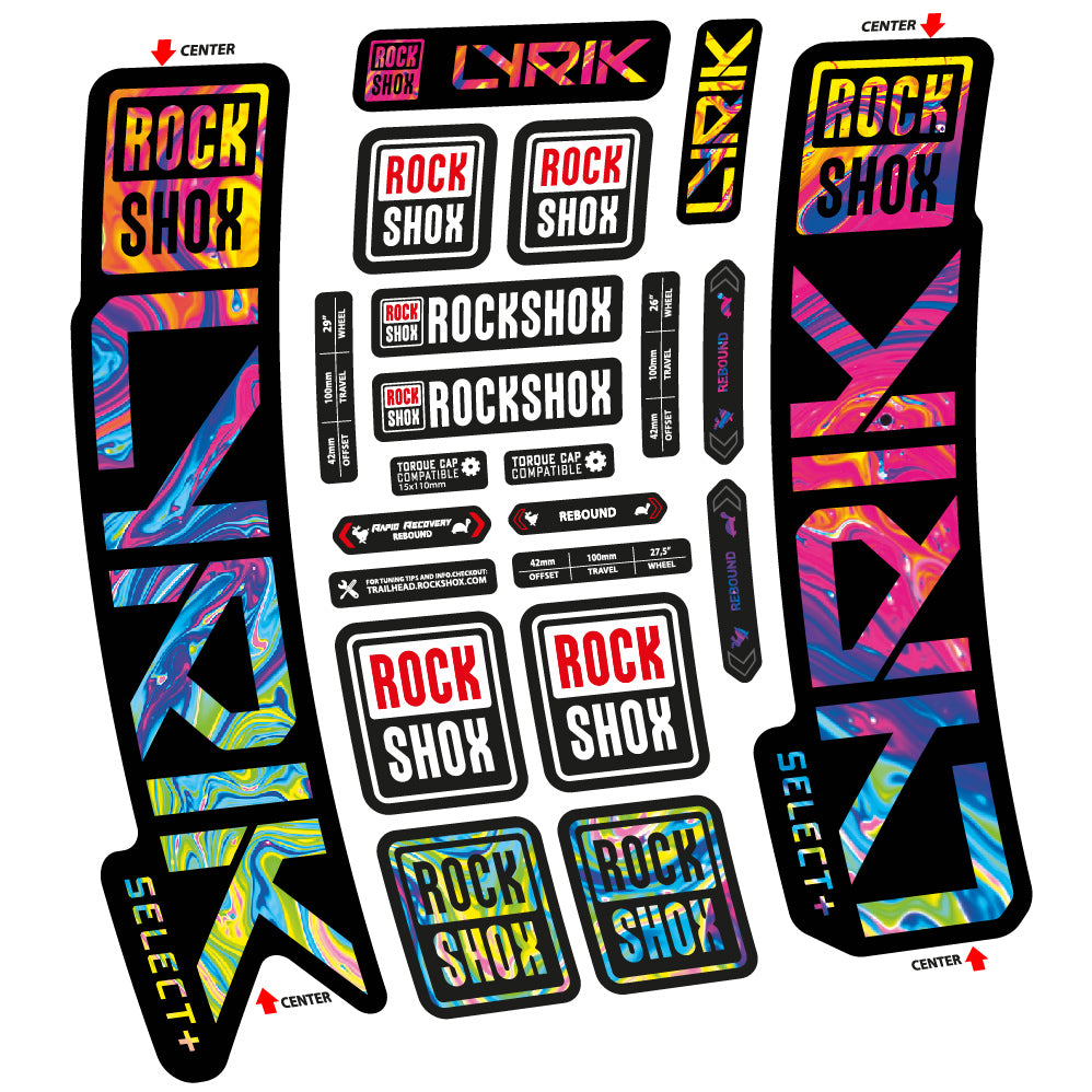 Adesivi Forcella Rock Shox Lyrik Select Plus 2023 in vinile - Arcobaleno Psichedelico