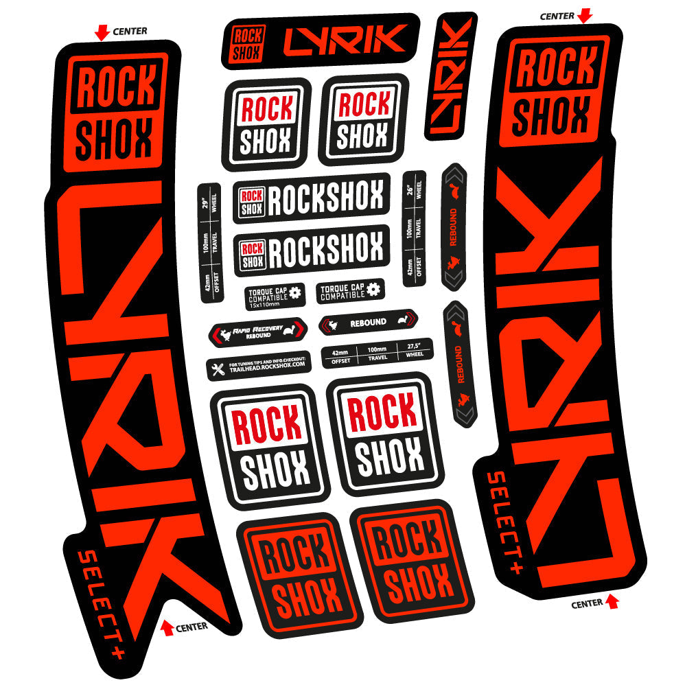 Adesivi Forcella Rock Shox Lyrik Select Plus 2023 in vinile - Rosso Neon