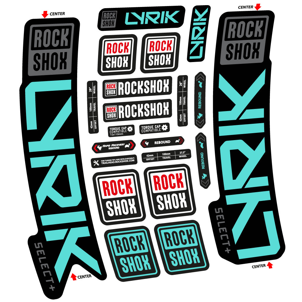 Adesivi Forcella Rock Shox Lyrik Select Plus 2023 in vinile - Verde Acqua