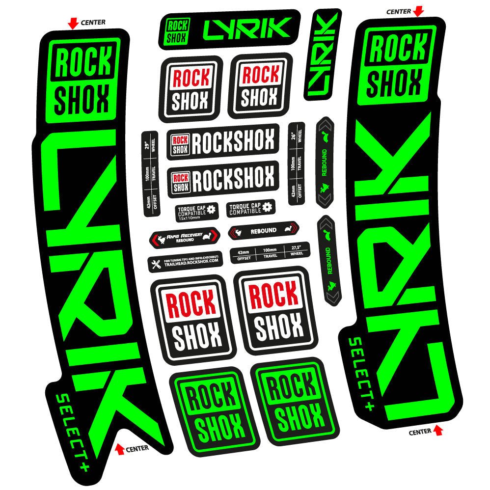 Adesivi Forcella Rock Shox Lyrik Select Plus 2023 in vinile - Verde Neon