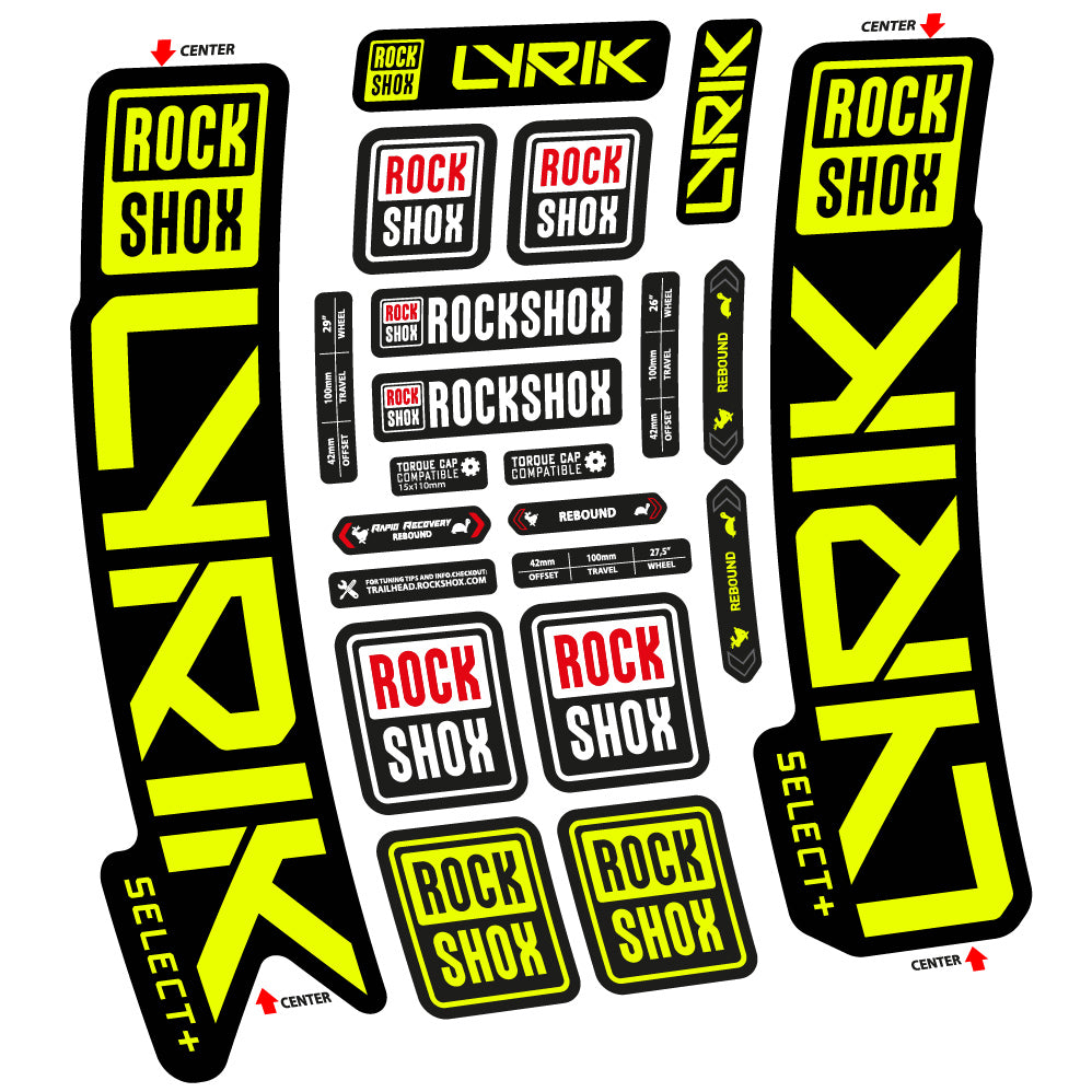 Adesivi Forcella Rock Shox Lyrik Select Plus 2023 in vinile - Giallo Neon