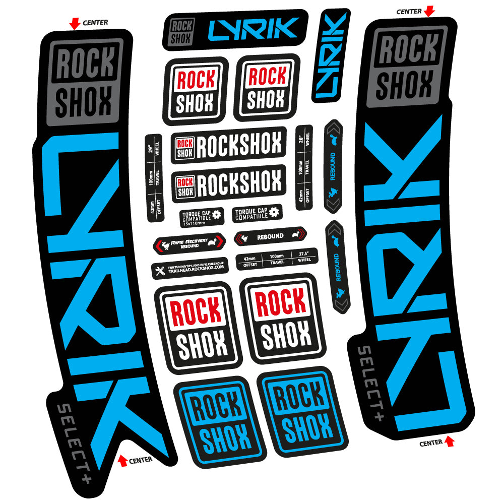 Adesivi Forcella Rock Shox Lyrik Select Plus 2023 in vinile - Azzurro Cielo