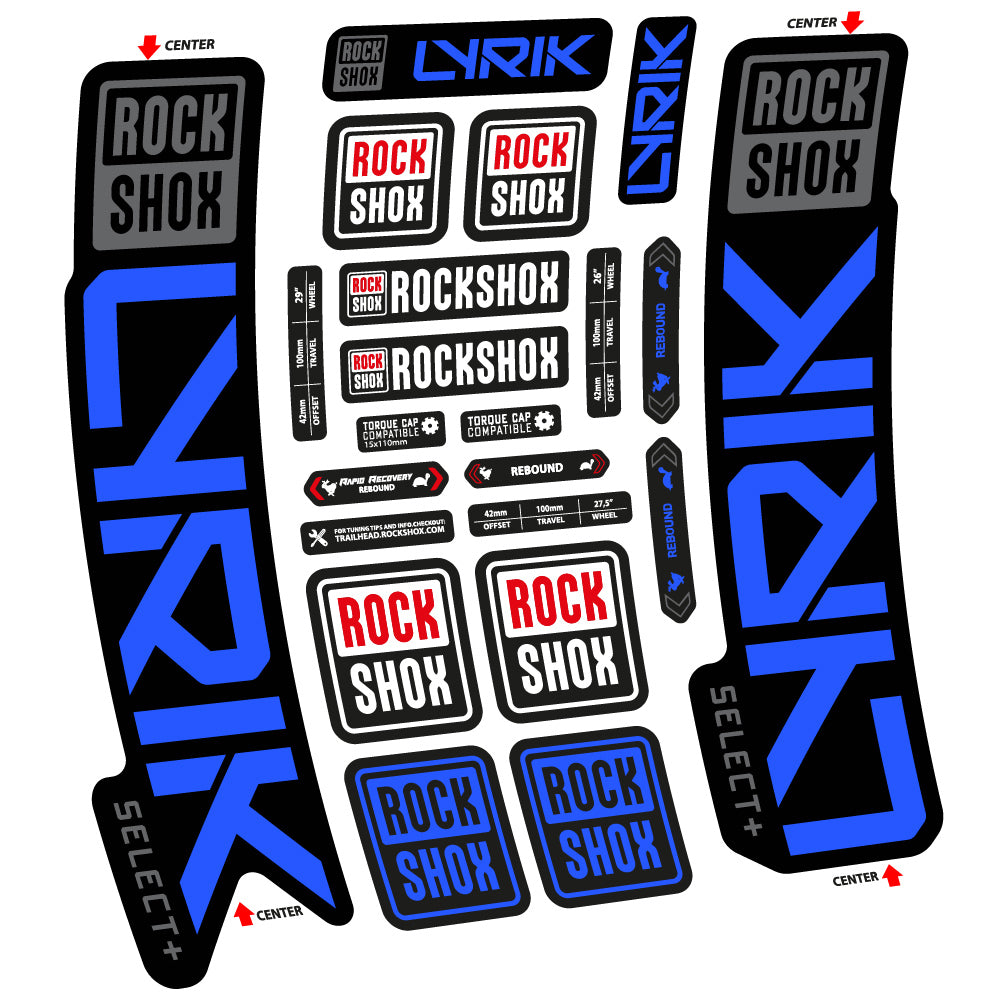 Adesivi Forcella Rock Shox Lyrik Select Plus 2023 in vinile - Blu Medio