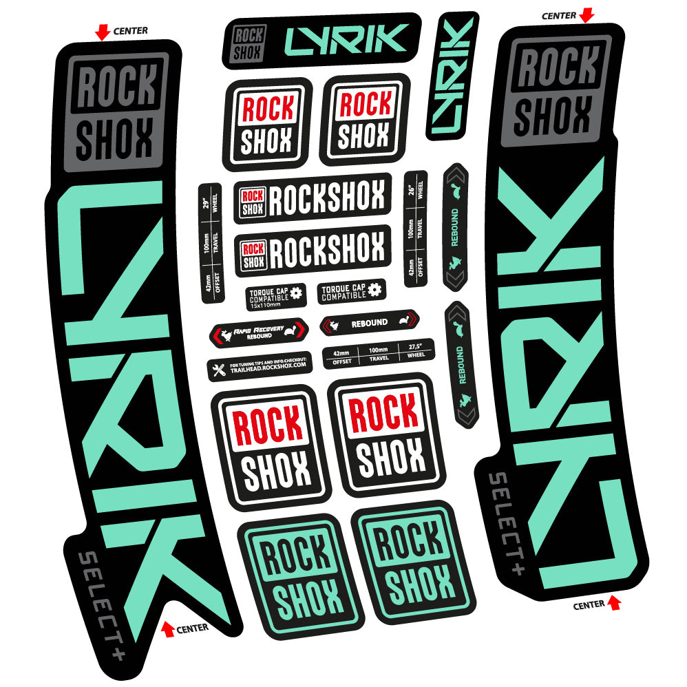 Adesivi Forcella Rock Shox Lyrik Select Plus 2023 in vinile - Verde Menta