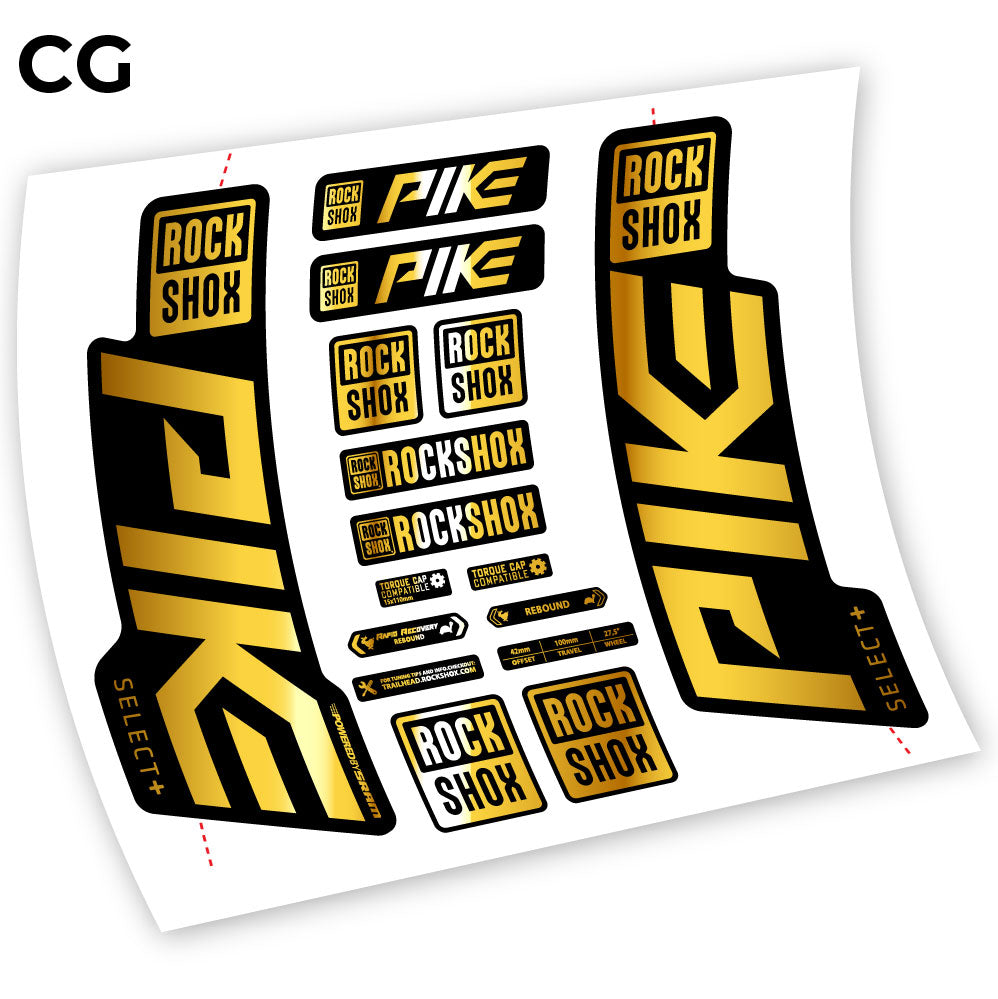 Adesivi Forcella Rock Shox Pike Select Plus 2021 in vinile - Oro Cromato