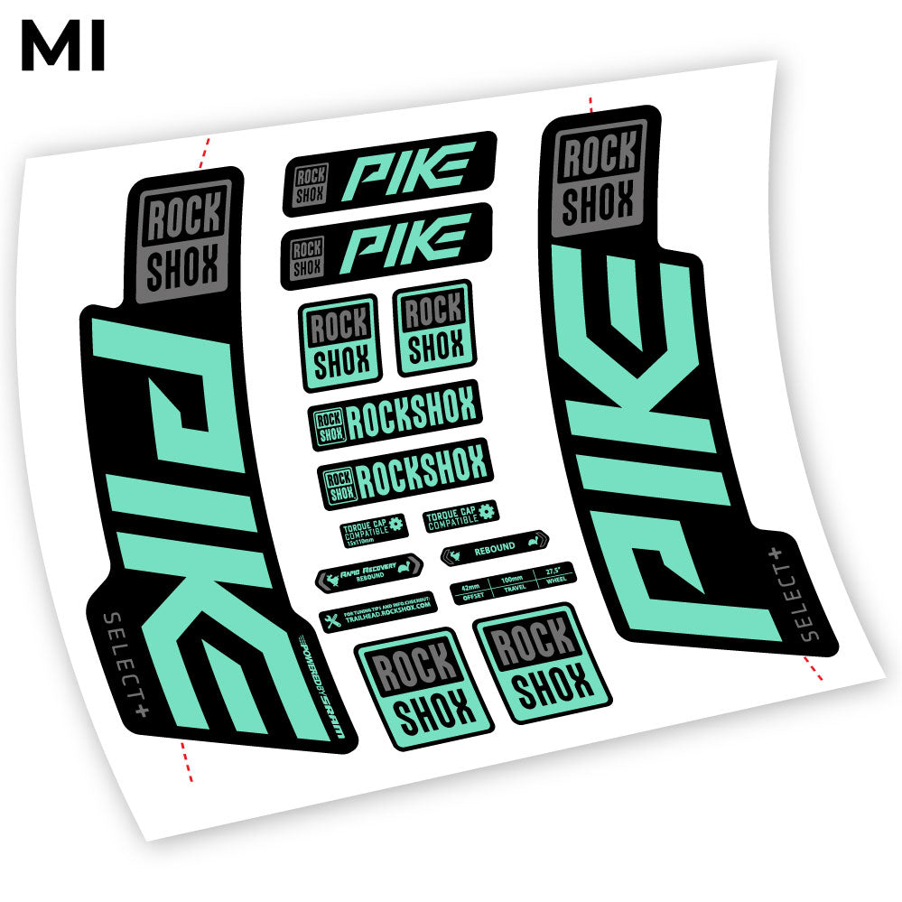 Adesivi Forcella Rock Shox Pike Select Plus 2021 in vinile - Verde Menta