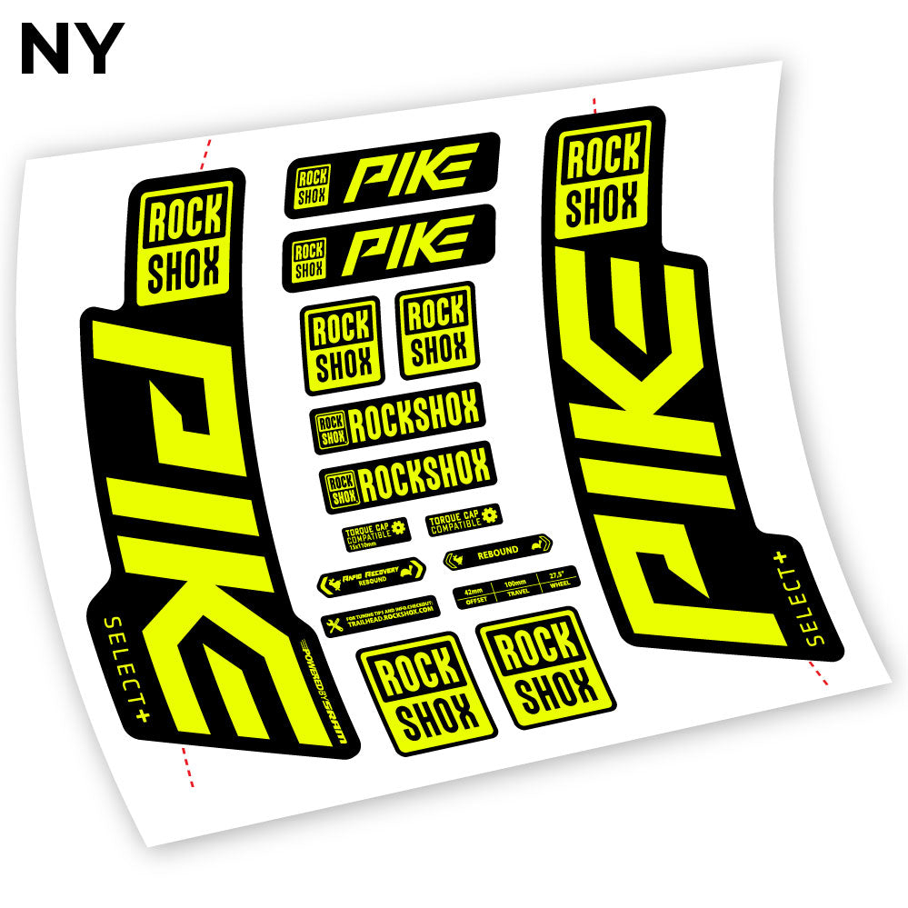 Adesivi Forcella Rock Shox Pike Select Plus 2021 in vinile - Giallo Neon