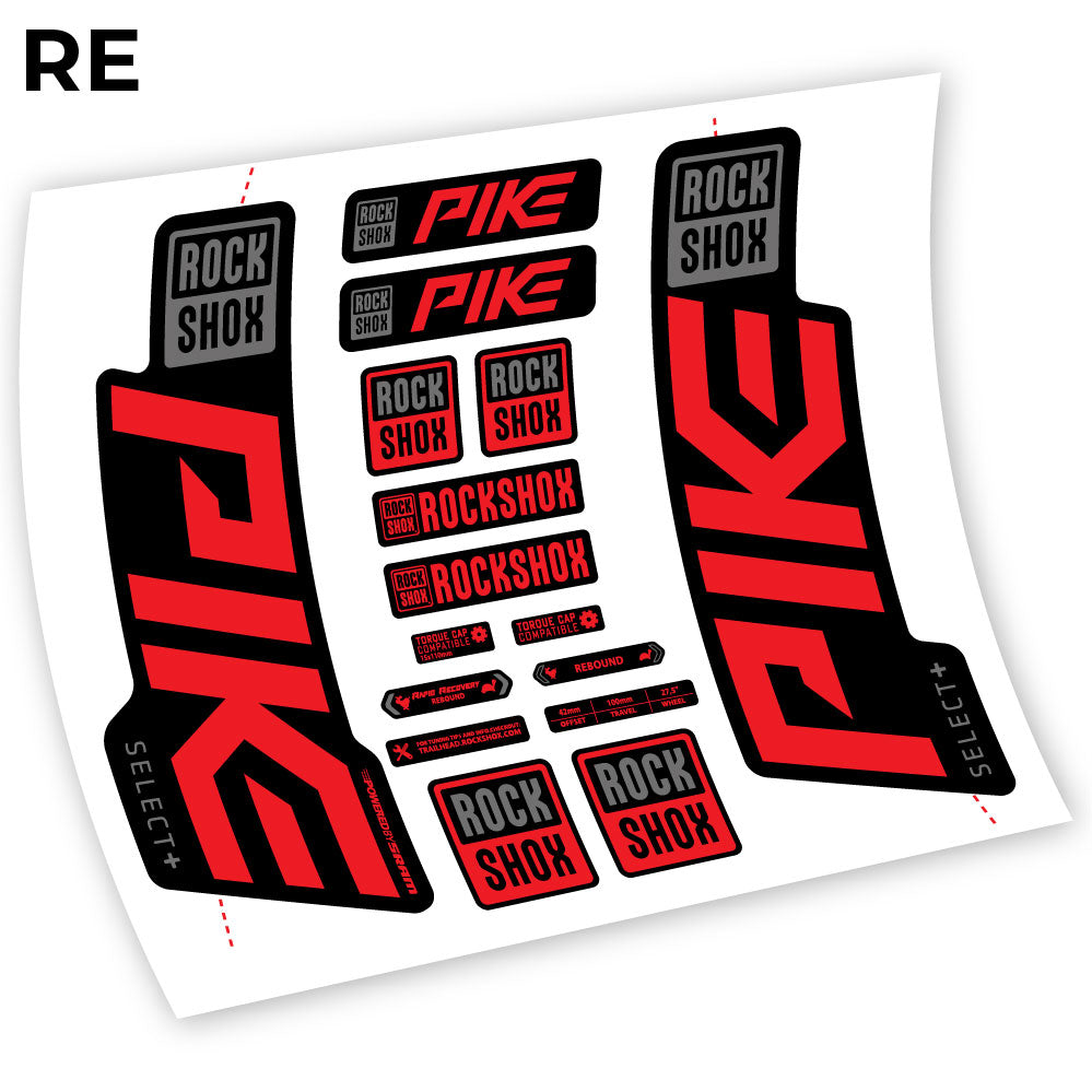 Adesivi Forcella Rock Shox Pike Select Plus 2021 in vinile - Rosso