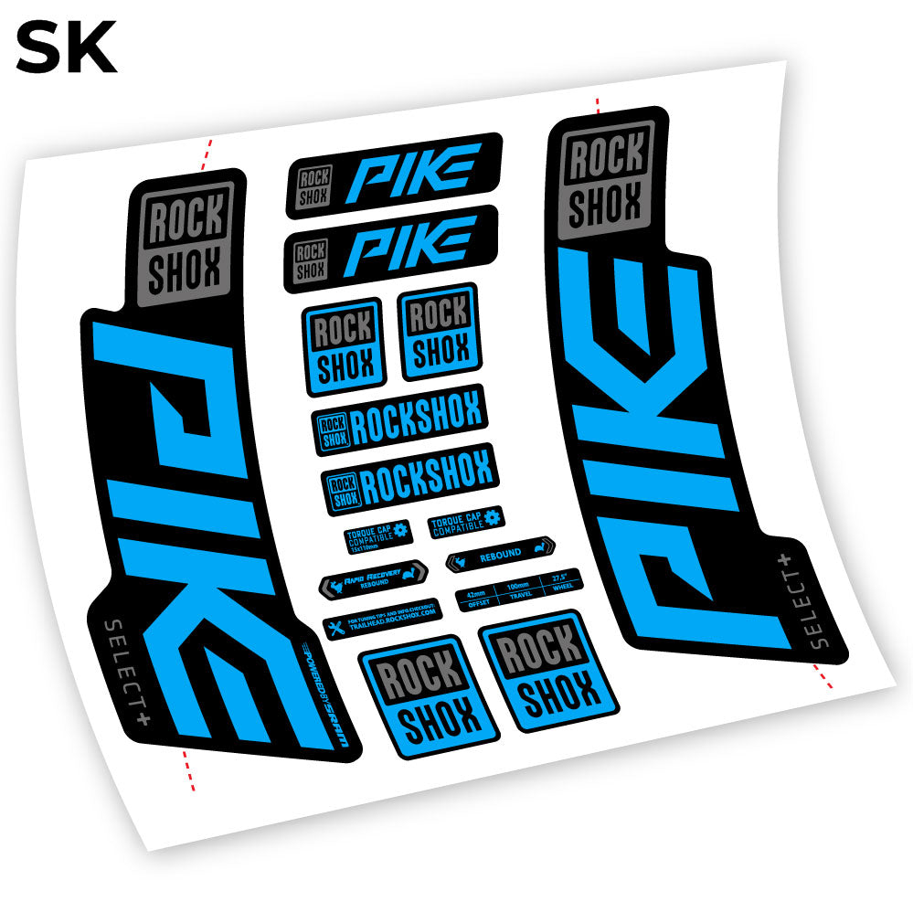 Adesivi Forcella Rock Shox Pike Select Plus 2021 in vinile - Azzurro Cielo