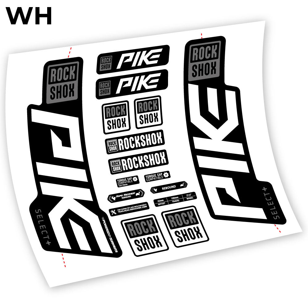 Adesivi Forcella Rock Shox Pike Select Plus 2021 in vinile - Bianco