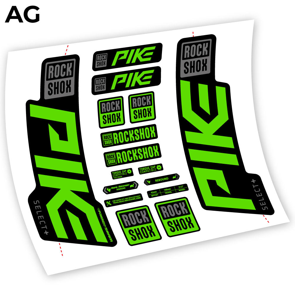 Adesivi Forcella Rock Shox Pike Select Plus 2021 in vinile - Verde Mela