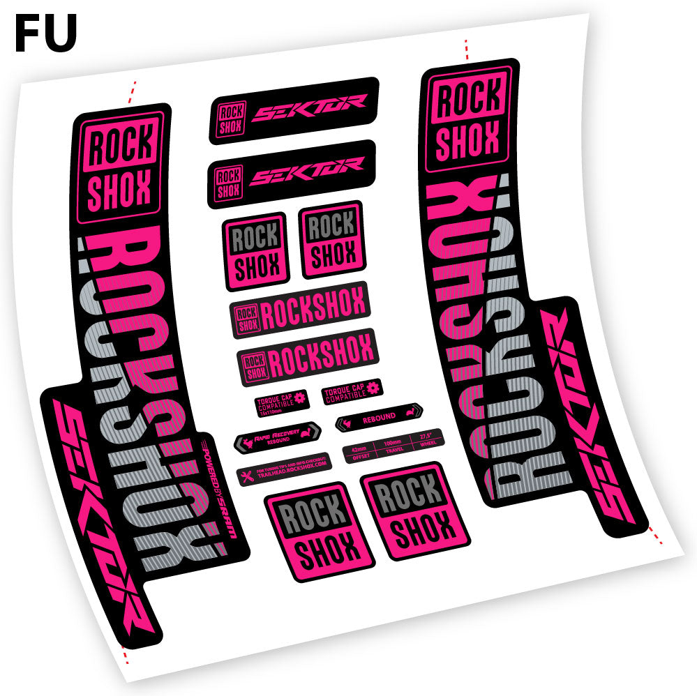 Adesivi Forcella Rock Shox Sektor 2018 in vinile - Fucsia