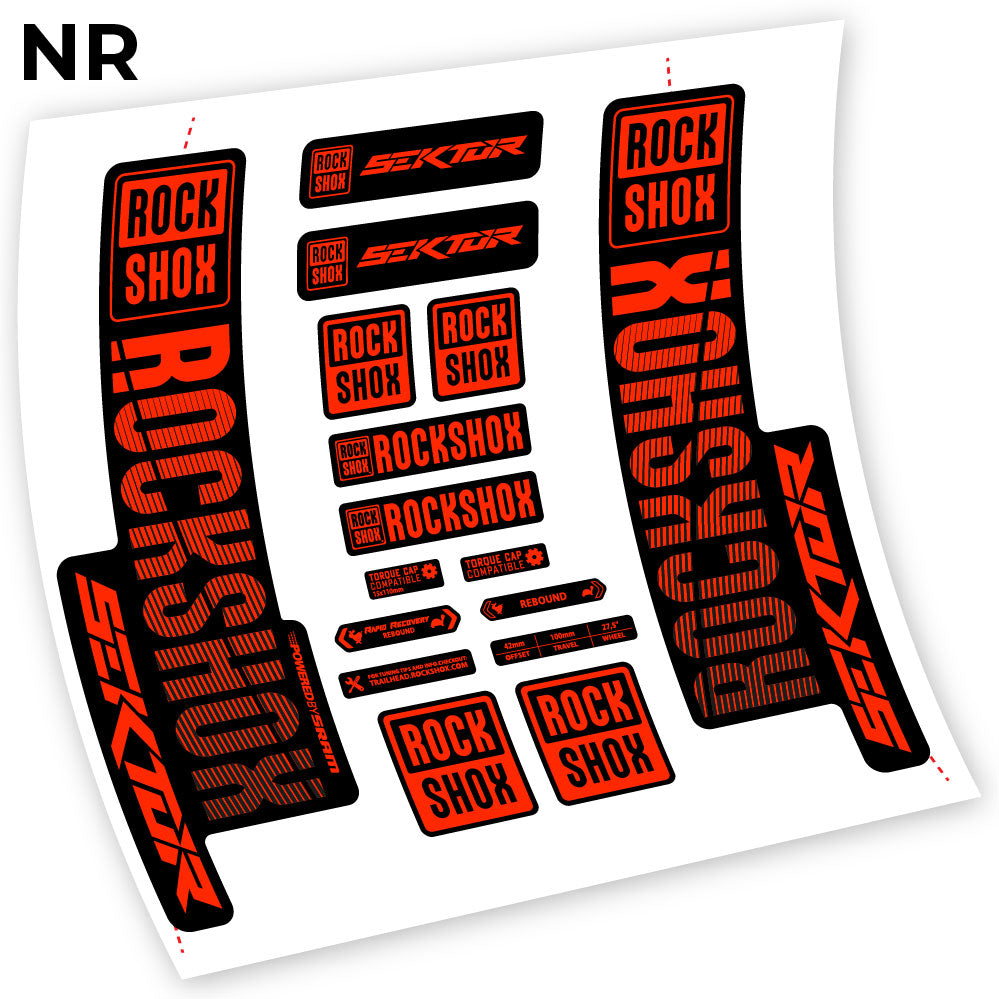 Adesivi Forcella Rock Shox Sektor 2018 in vinile - Rosso Neon