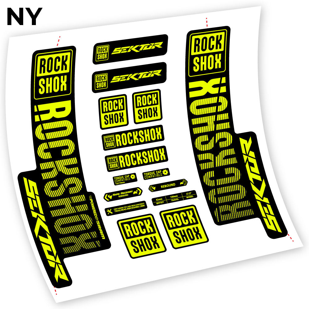 Adesivi Forcella Rock Shox Sektor 2018 in vinile - Giallo Neon