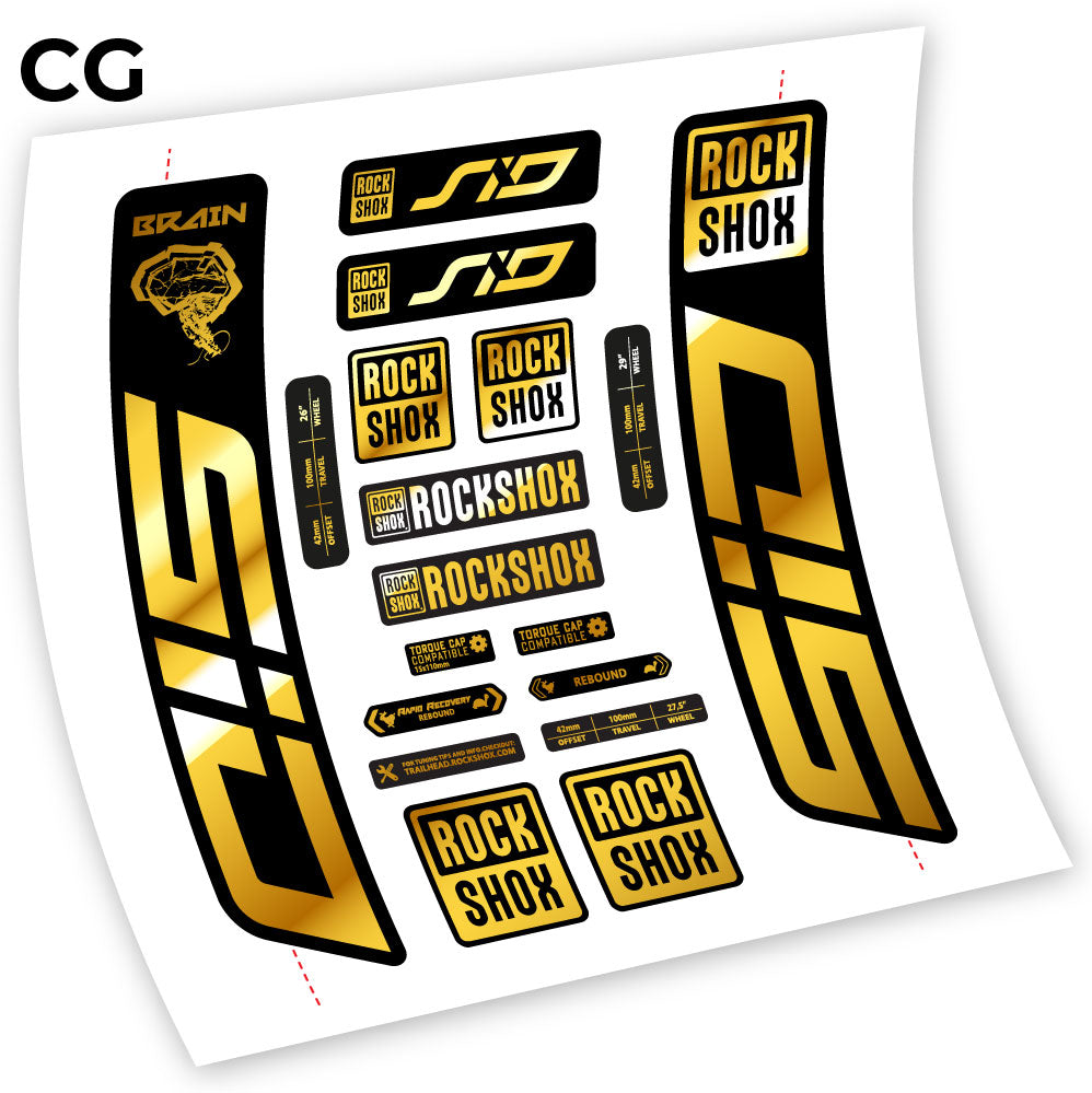 Adesivi Forcella Rock Shox Sid Brain 2021-2024 in vinile - Oro Cromato