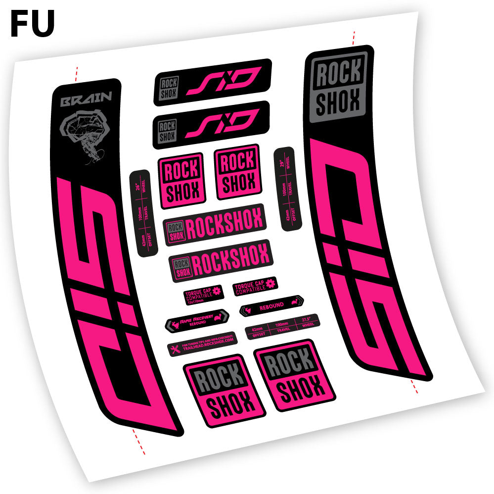 Adesivi Forcella Rock Shox Sid Brain 2021-2024 in vinile - Fucsia