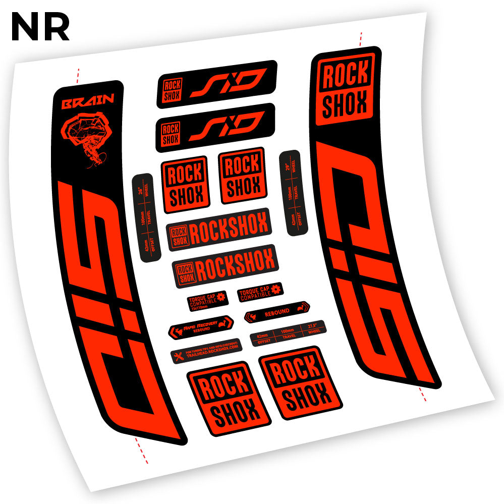 Adesivi Forcella Rock Shox Sid Brain 2021-2024 in vinile - Rosso Neon