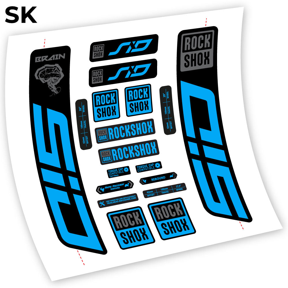 Adesivi Forcella Rock Shox Sid Brain 2021-2024 in vinile - Azzurro Cielo