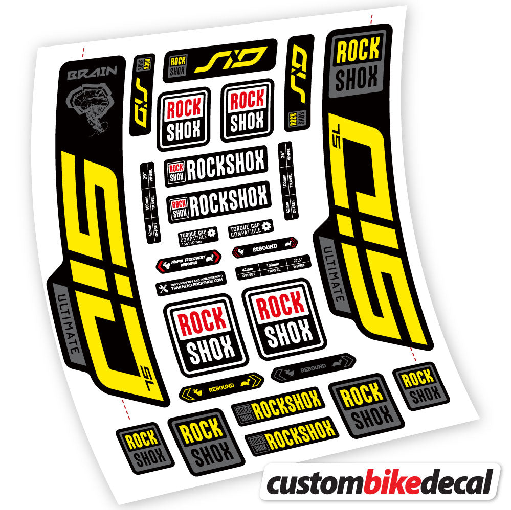 Adesivi Forcella RockShox SID Ultimate in vinile - Giallo
