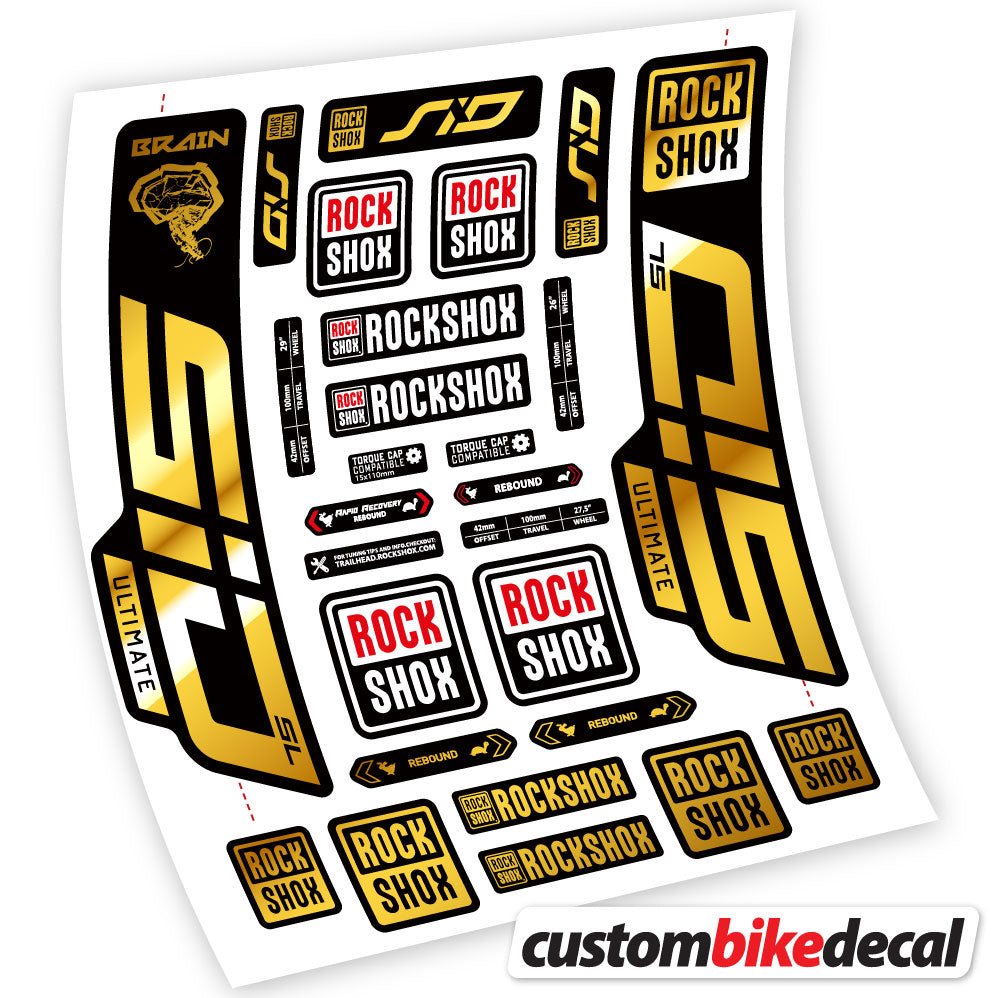 Adesivi Forcella RockShox SID Ultimate in vinile - Oro Cromato