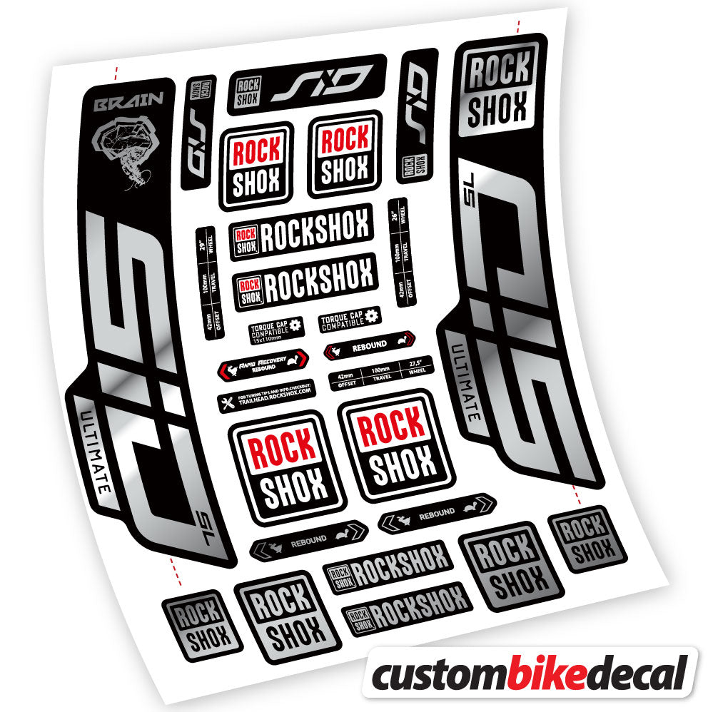 Adesivi Forcella RockShox SID Ultimate in vinile - Argento Cromato