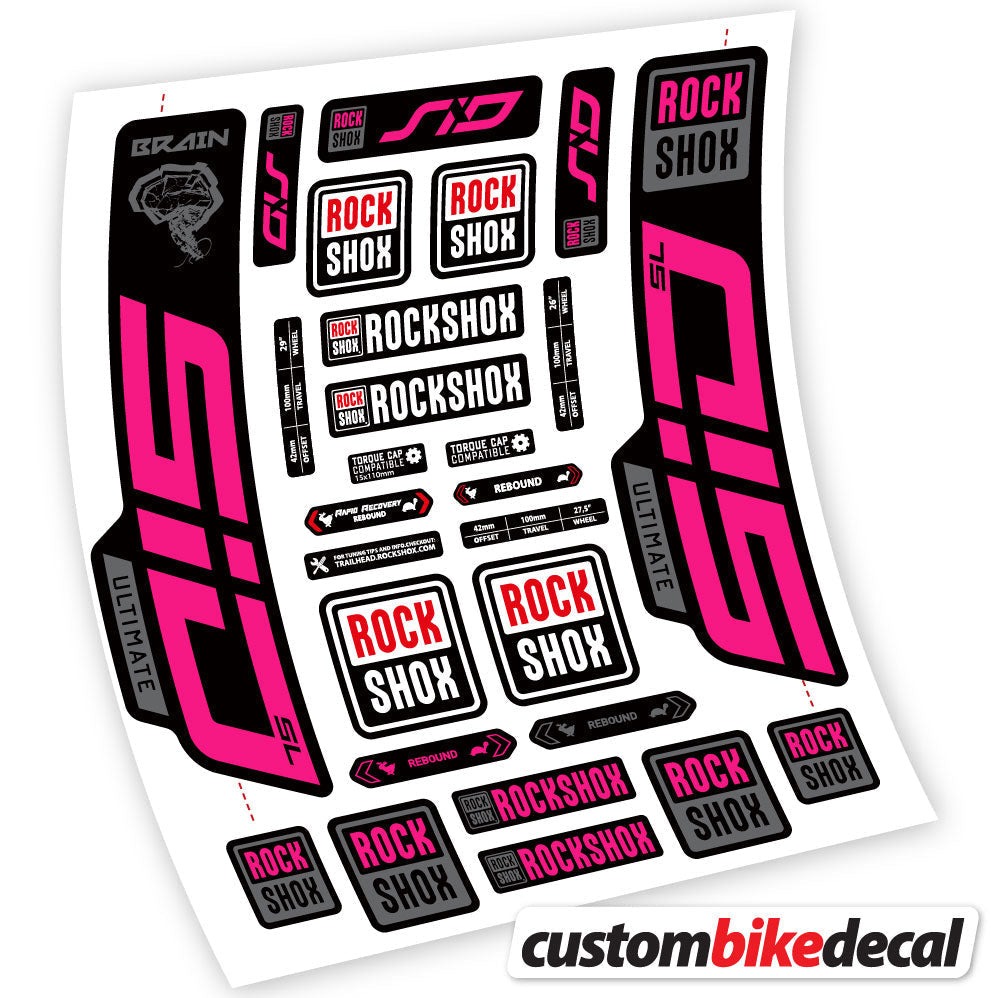Adesivi Forcella RockShox SID Ultimate in vinile - Fucsia