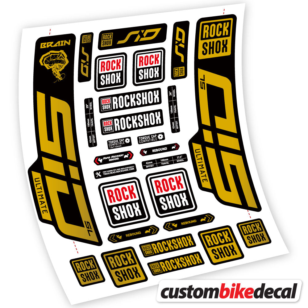 Adesivi Forcella RockShox SID Ultimate in vinile - Oro