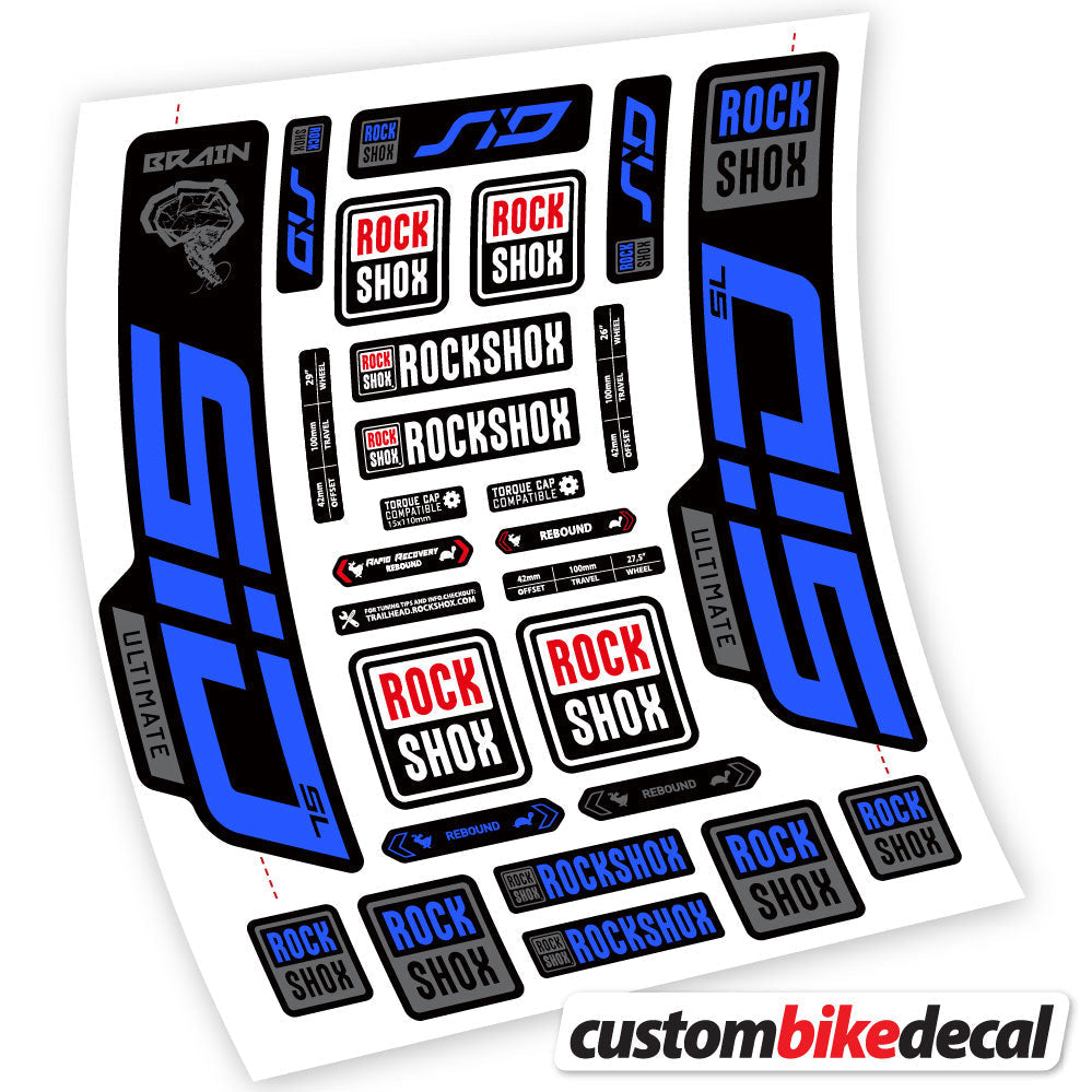 Adesivi Forcella RockShox SID Ultimate in vinile - Blu Medio