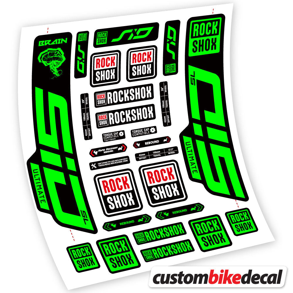 Adesivi Forcella RockShox SID Ultimate in vinile - Verde Neon