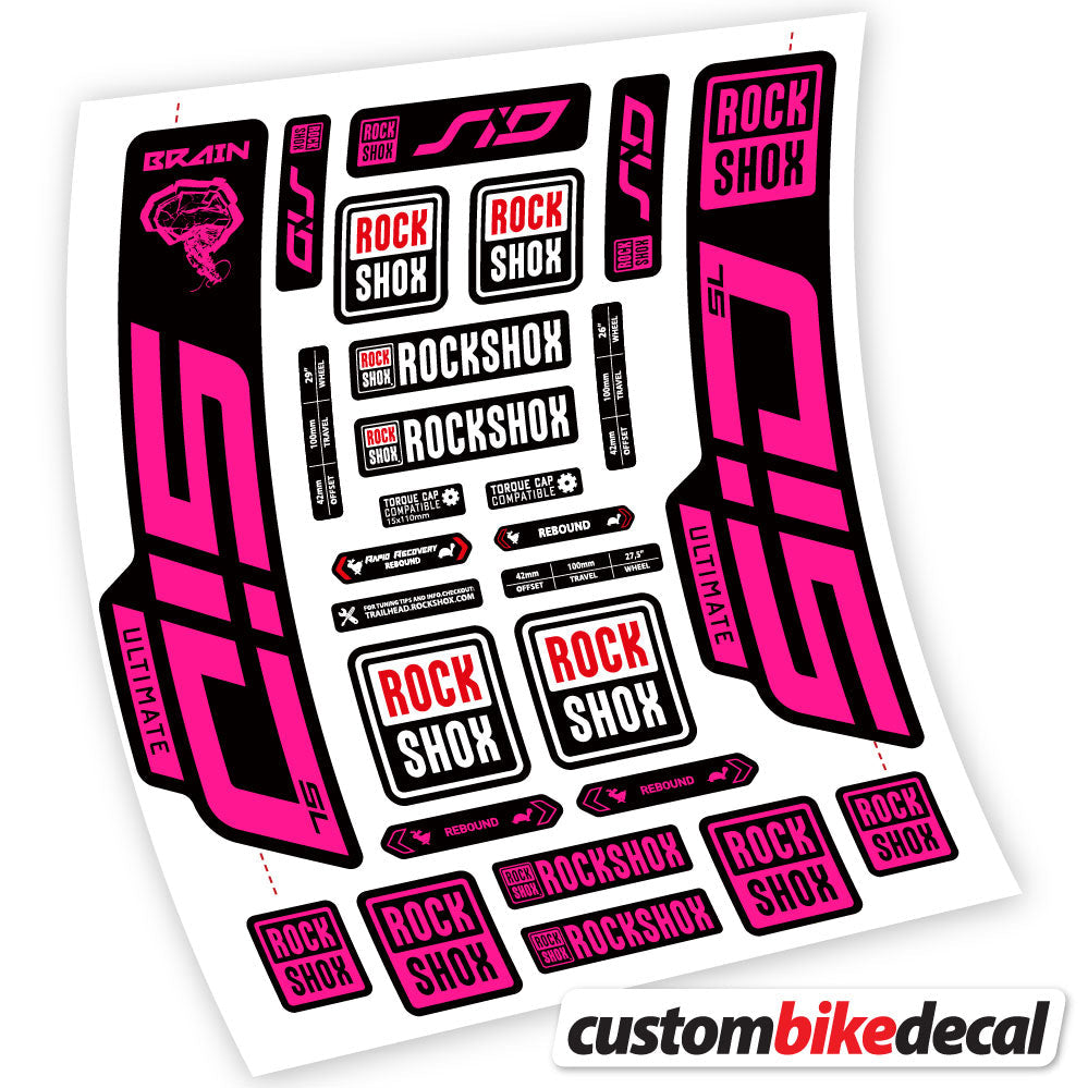Adesivi Forcella RockShox SID Ultimate in vinile - Rosa Neon