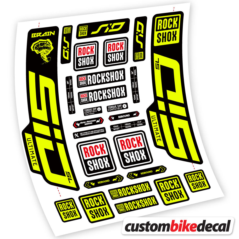 Adesivi Forcella RockShox SID Ultimate in vinile - Giallo Neon