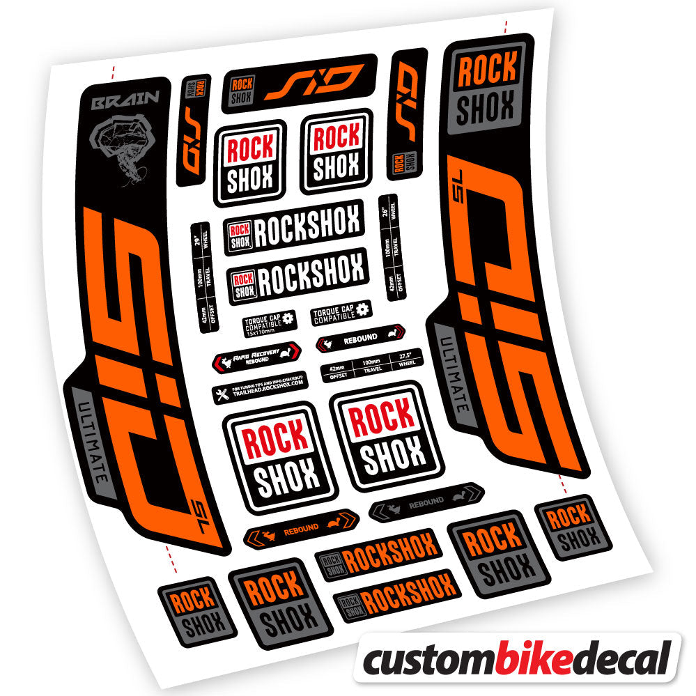Adesivi Forcella RockShox SID Ultimate in vinile - Arancione