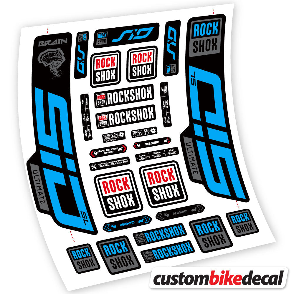 Adesivi Forcella RockShox SID Ultimate in vinile - Azzurro Cielo