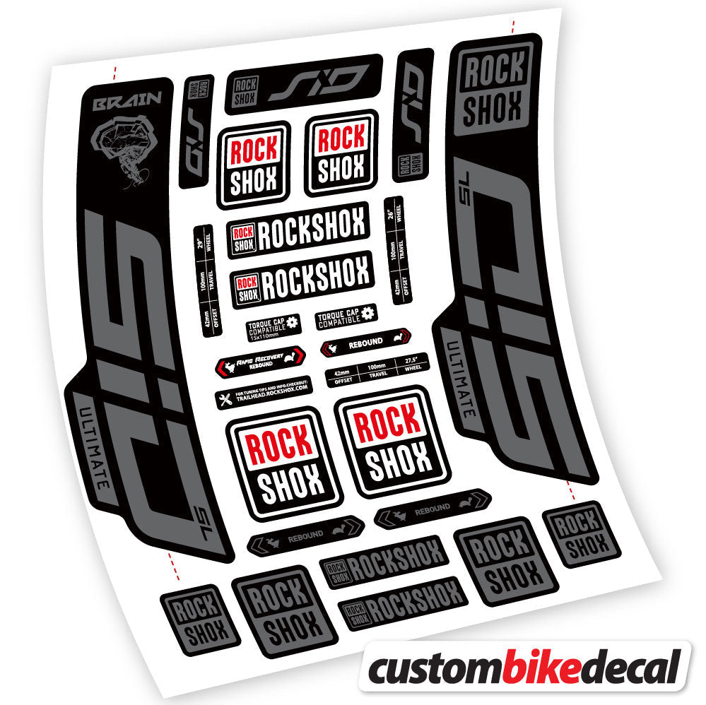 Adesivi Forcella RockShox SID Ultimate in vinile - Grigio Traffico