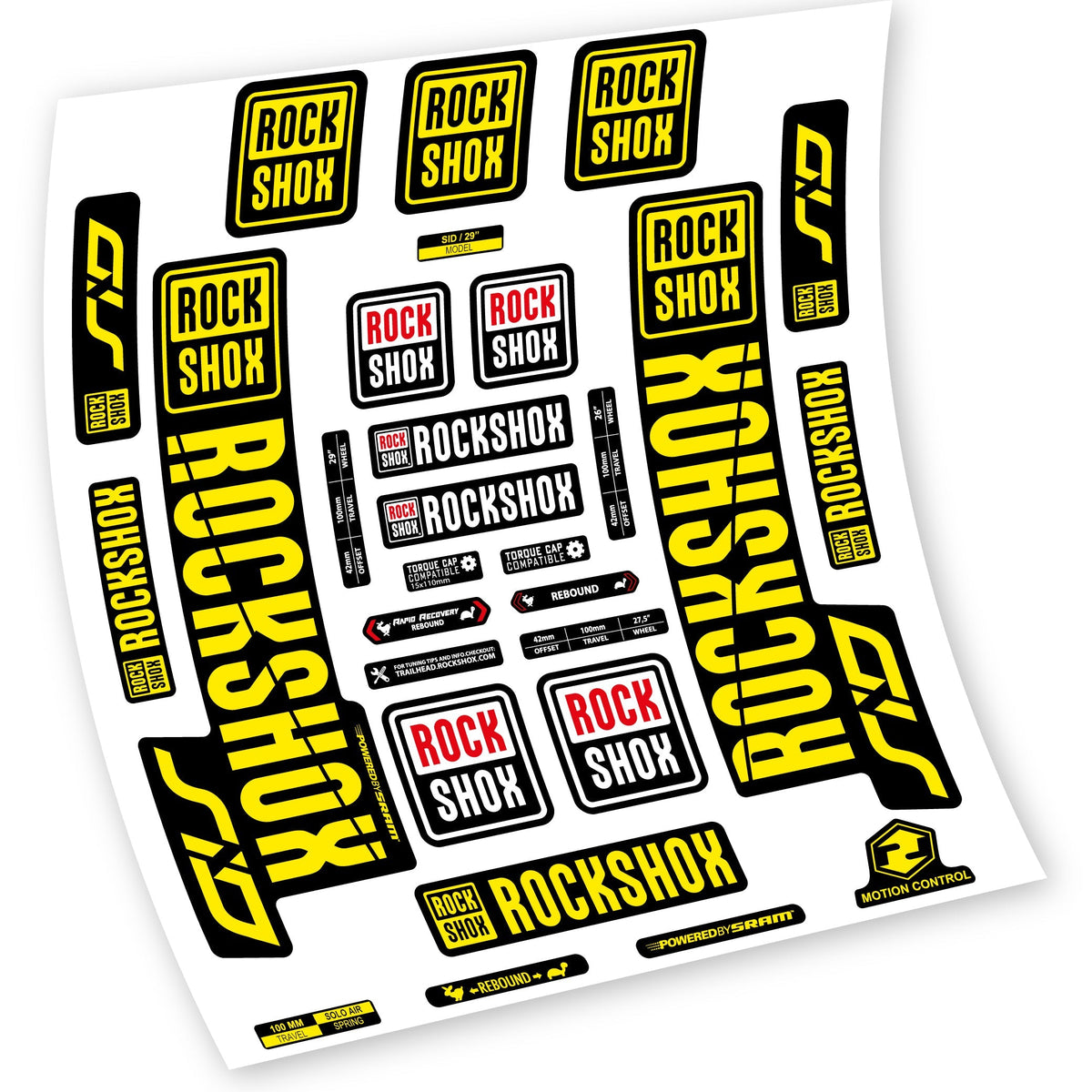 Adesivi Forcella Rock Shox Sid 2018-2019 in vinile - Giallo