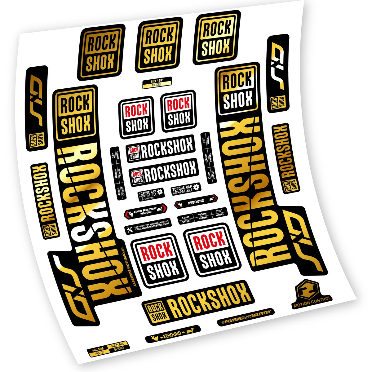 Adesivi Forcella Rock Shox Sid 2018-2019 in vinile - Oro Cromato