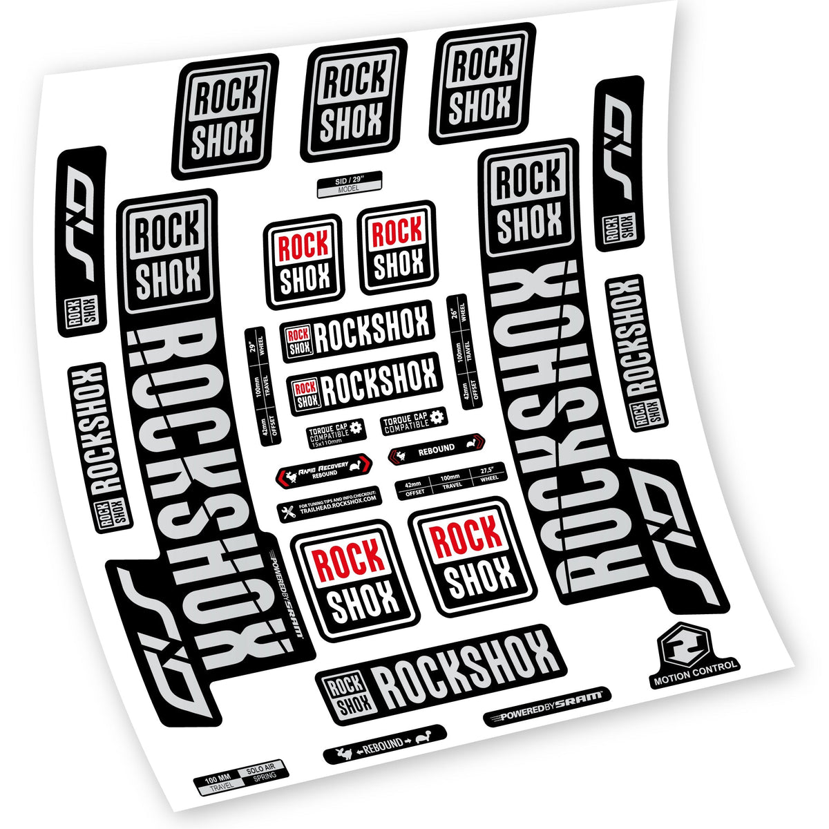 Adesivi Forcella Rock Shox Sid 2018-2019 in vinile - Argento Chiaro