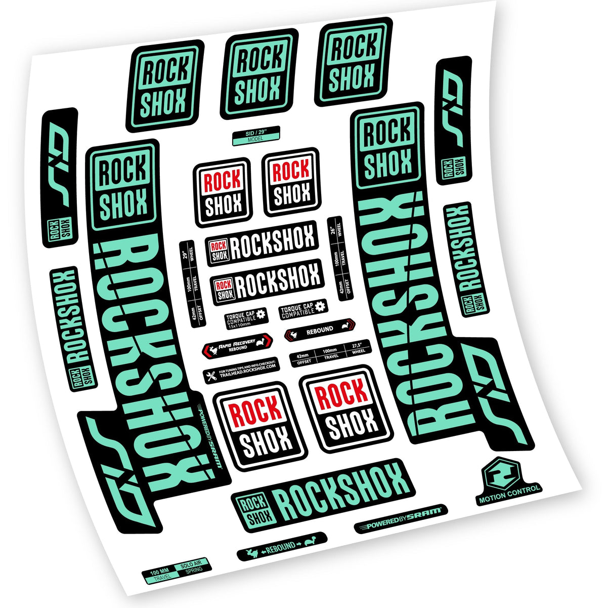 Adesivi Forcella Rock Shox Sid 2018-2019 in vinile - Verde Menta