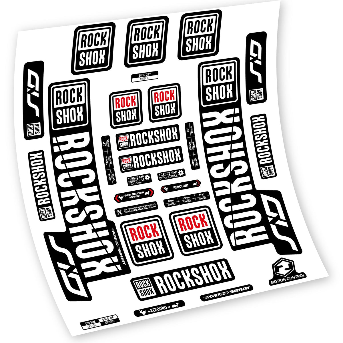 Adesivi Forcella Rock Shox Sid 2018-2019 in vinile - Bianco