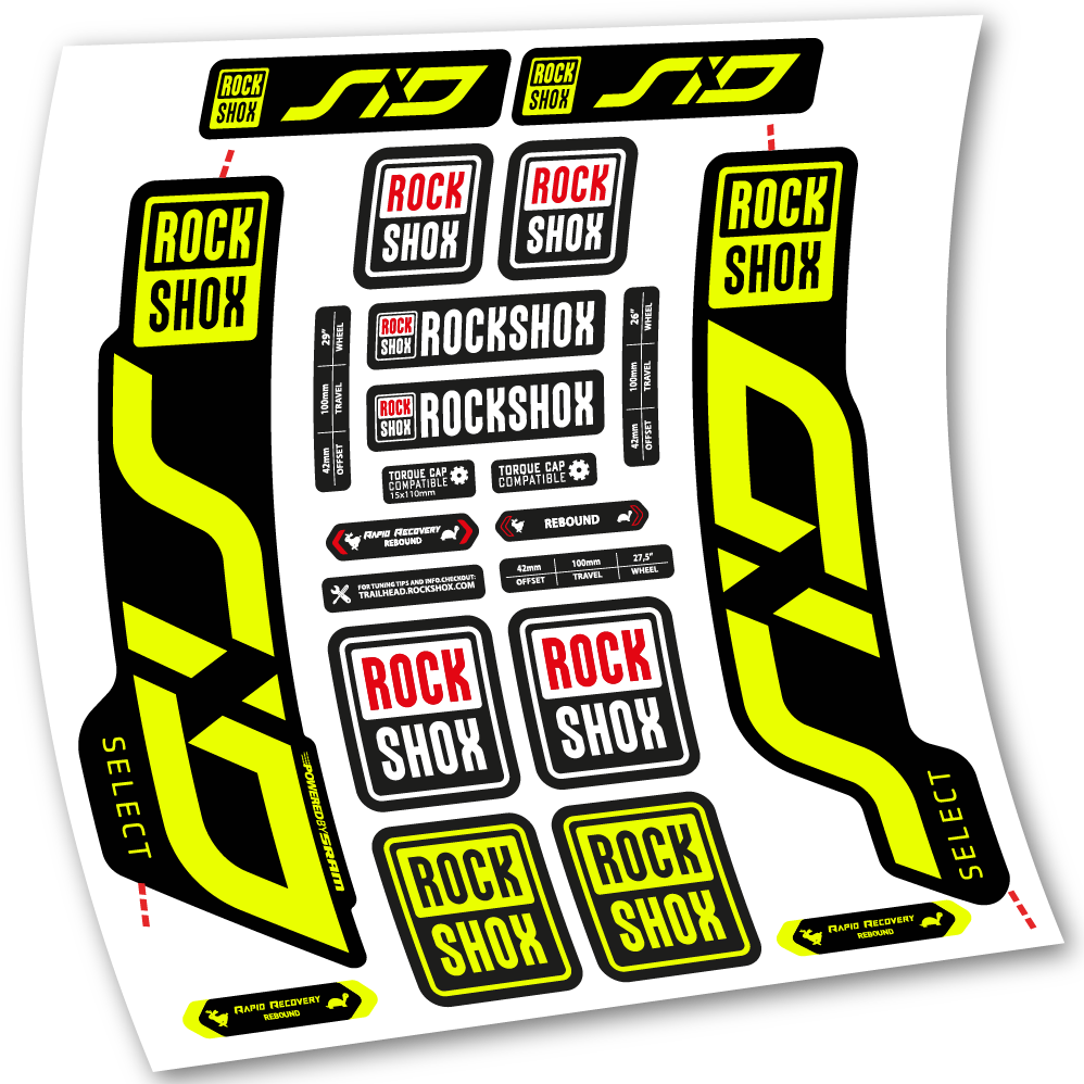 Adesivi Forcella Rock Shox Sid Select 2020 29" in vinile - Giallo Neon