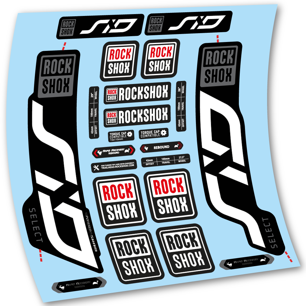 Adesivi Forcella Rock Shox Sid Select 2020 29" in vinile - Bianco