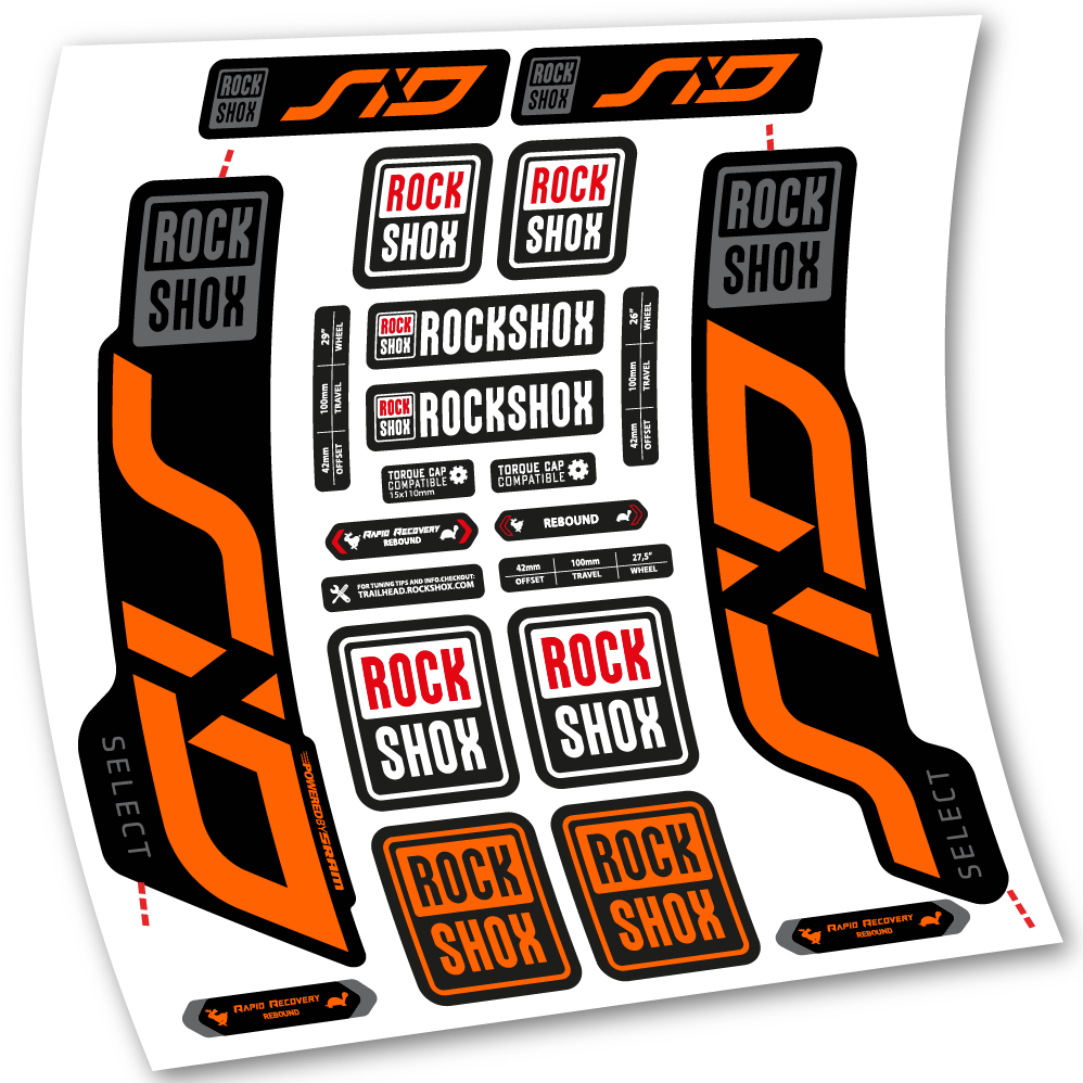 Adesivi Forcella Rock Shox Sid Select 2020 29" in vinile - Arancione
