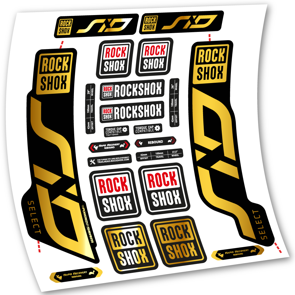 Adesivi Forcella Rock Shox Sid Select 2020 29" in vinile - Oro Cromato