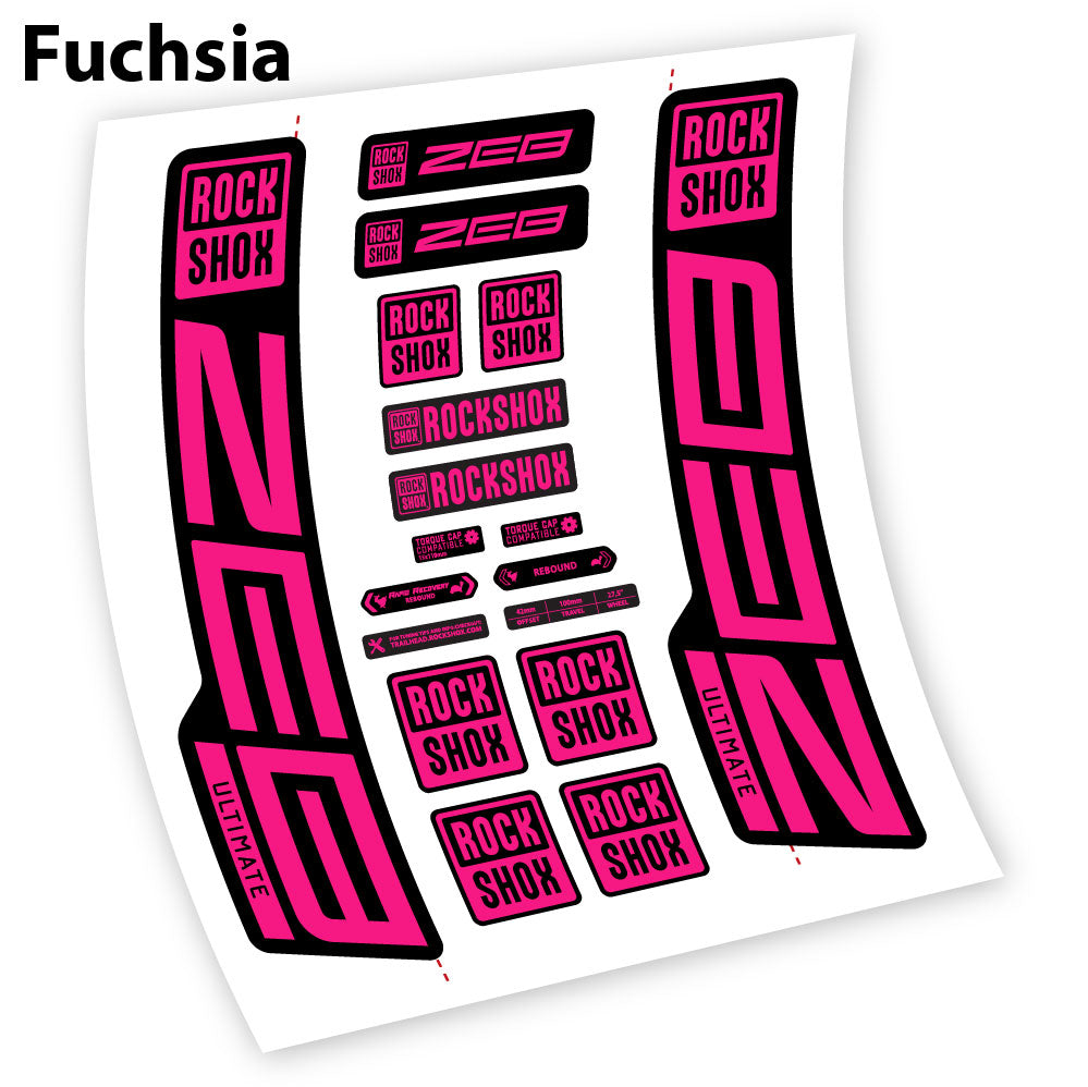 Adesivi Forcella RockShox ZEB Ultimate 2021-2024 29" in vinile - Fucsia