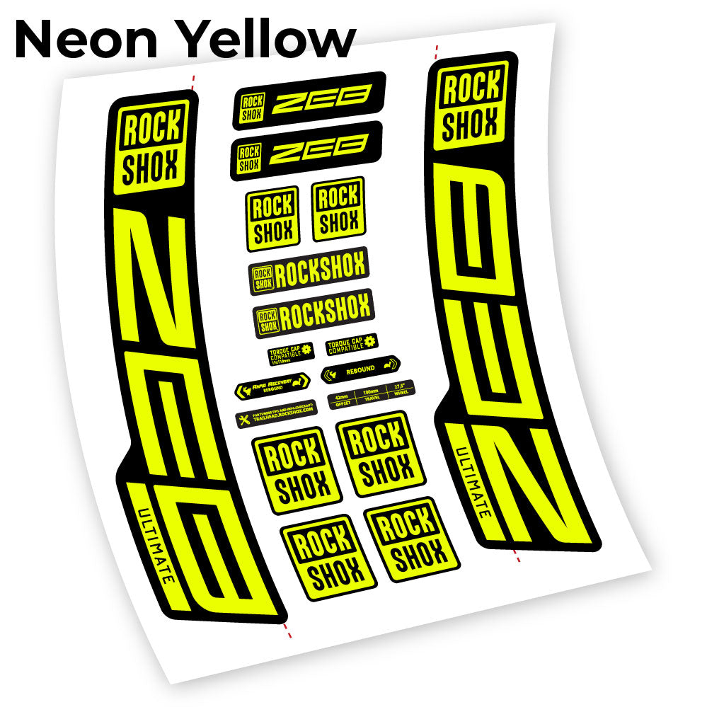 Adesivi Forcella RockShox ZEB Ultimate 2021-2024 29" in vinile - Giallo Neon